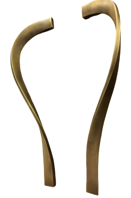 PULL HANDLE CURVE 475mm MAT BRASS RIGHT
