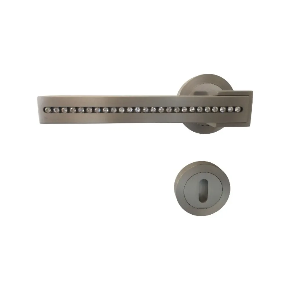 DOOR HANDLE art.: No92 ROUND MAT NICKEL / crystals