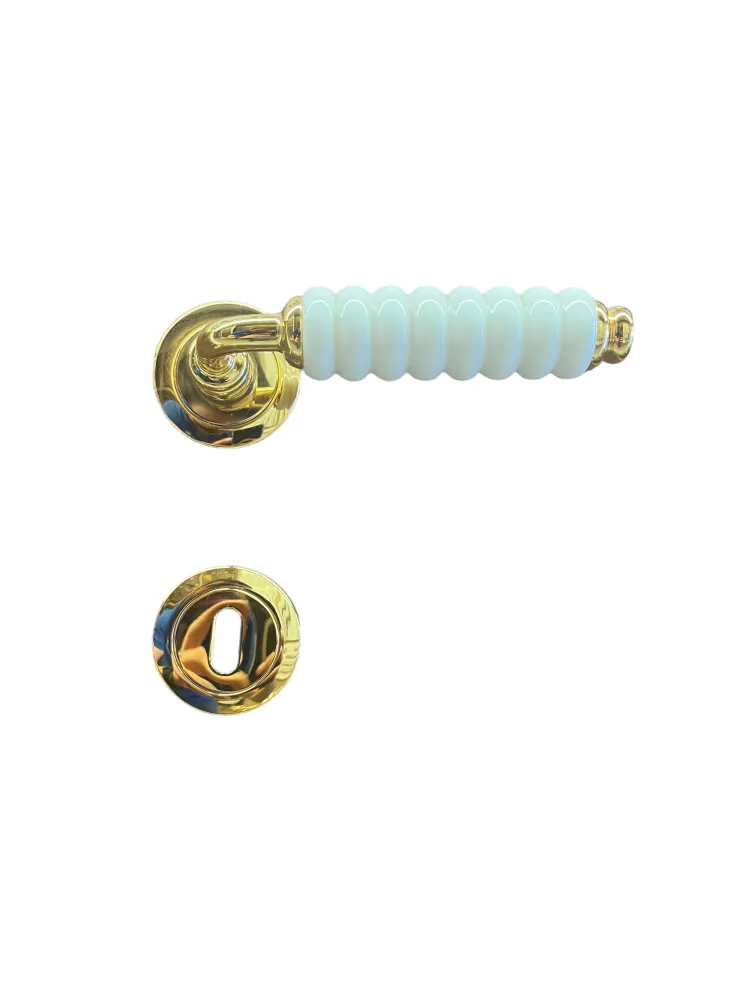 DOOR HANDLE - GALASSIA - GOLD / PORCELAIN