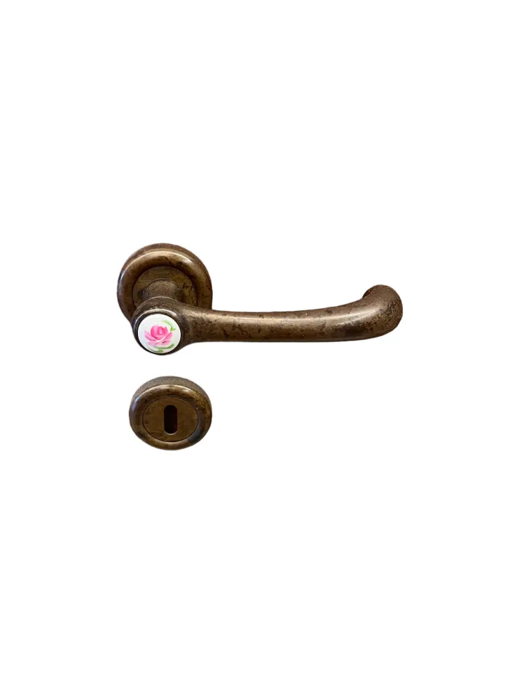 DOOR HANDLE - IDEA - BRASS ΑΝΤΙQUE / PORCELAIN