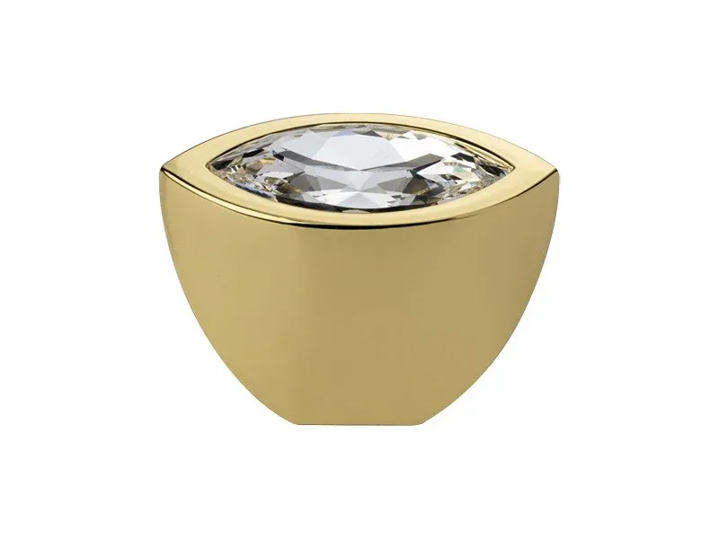CABINET KNOB - ELIPSE CRYSTAL - GOLD PLATED
