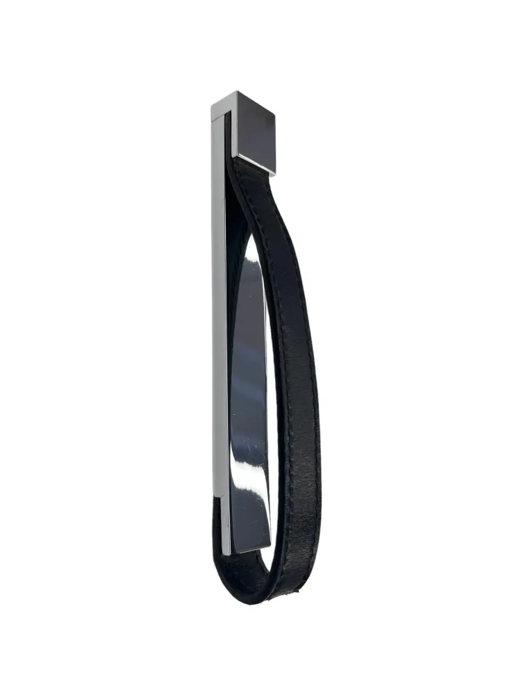 CABINET HANDLE art.: 12768 96mm CHROME / BLACK LEATHER