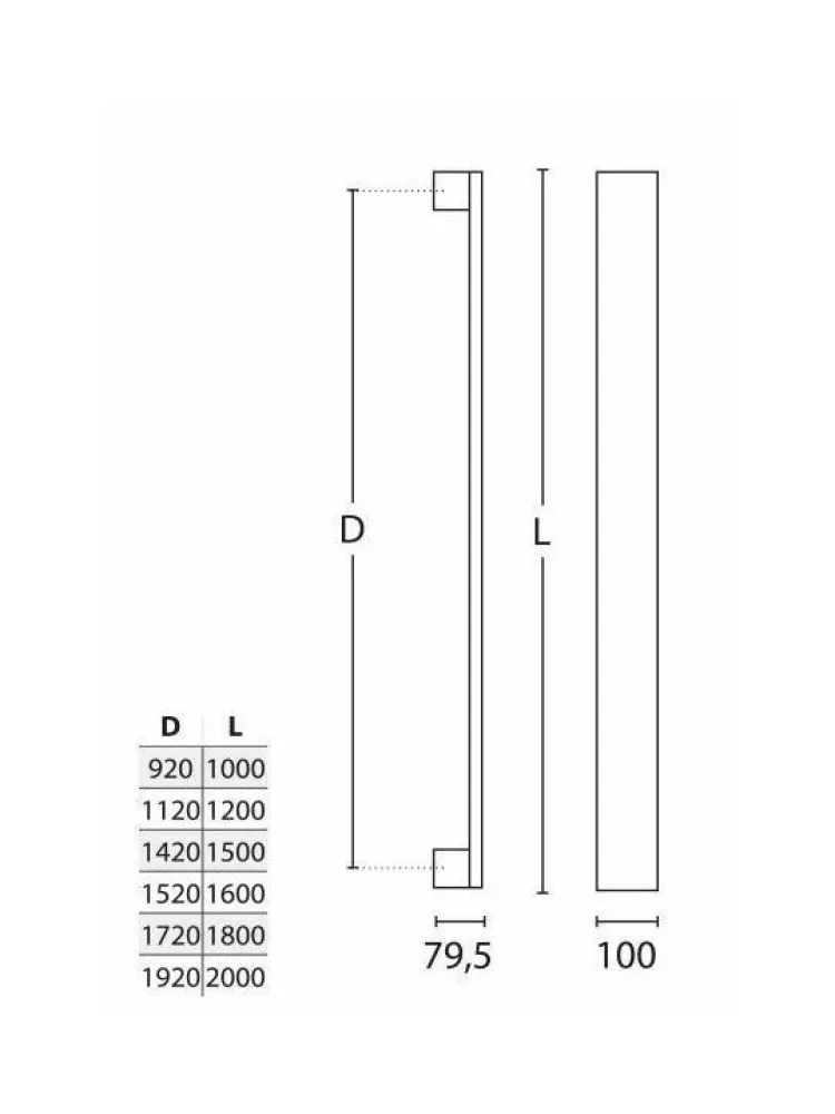 PULL HANDLE CONVEX art.: 1137P L=1600mm MAT WHITE
