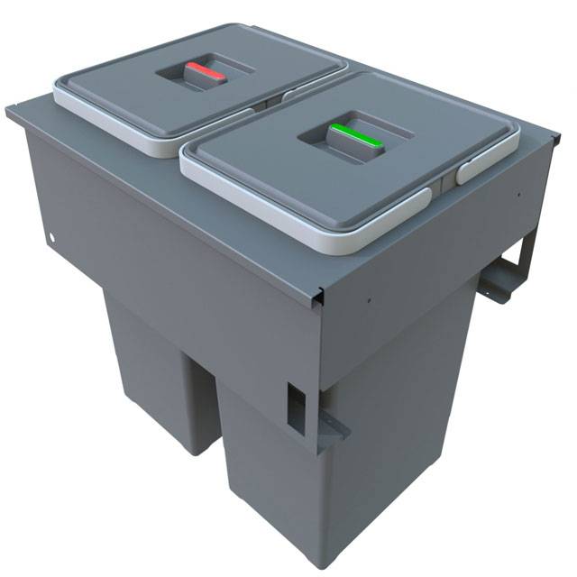 WASTE BIN SQUARE - W=45cm - 2x24Lt - SUITABLE FOR BLUM LEGRABOX