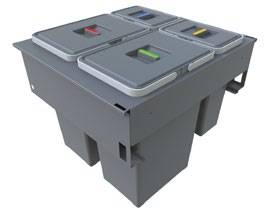 WASTE BIN SQUARE - W=60cm / 24L+2X12L + 8L / SUITABLE FOR BLUM LEGRABOX