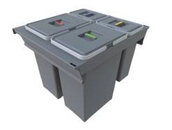 WASTE BIN SQUARE W=60cm / 24L+24L+8L+8L / SUITABLE FOR BLUM TANDEMBOX