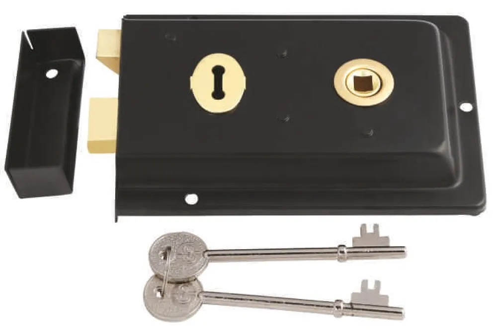 RIM LOCK WITH PLASTIC KNOBS BLACK