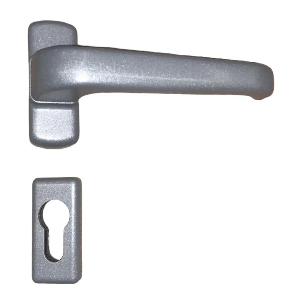 HANDLE ON NARROW ROSE FOR ALUMINIUM DOORS SILVER (set)