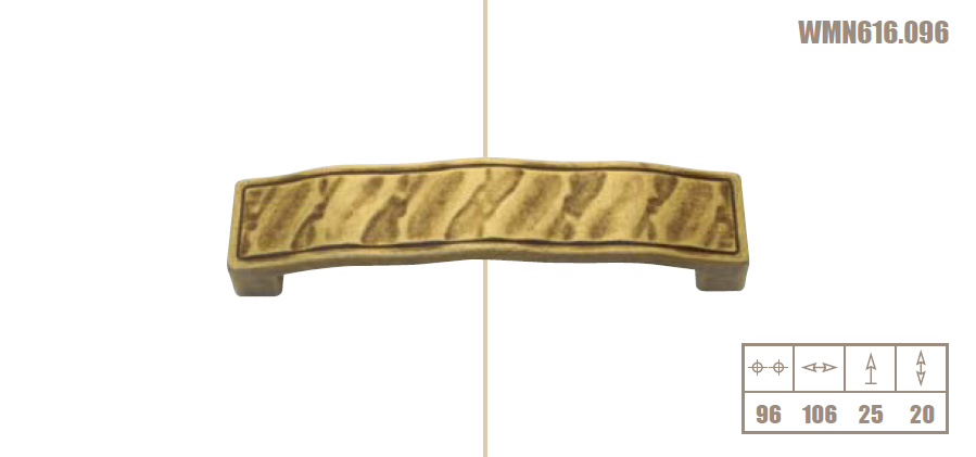CABINET HANDLE art.:616 96mm BRASS