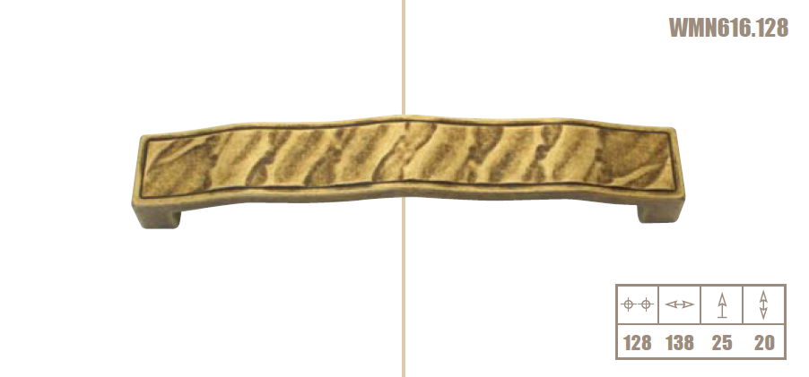 CABINET HANDLE art.:616 128mm BRASS