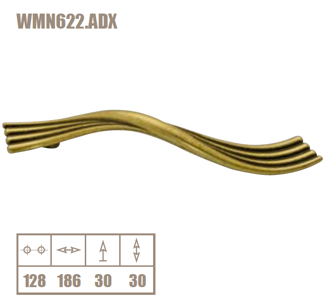 CABINET HANDLE art.:622 128mm DX BRASS