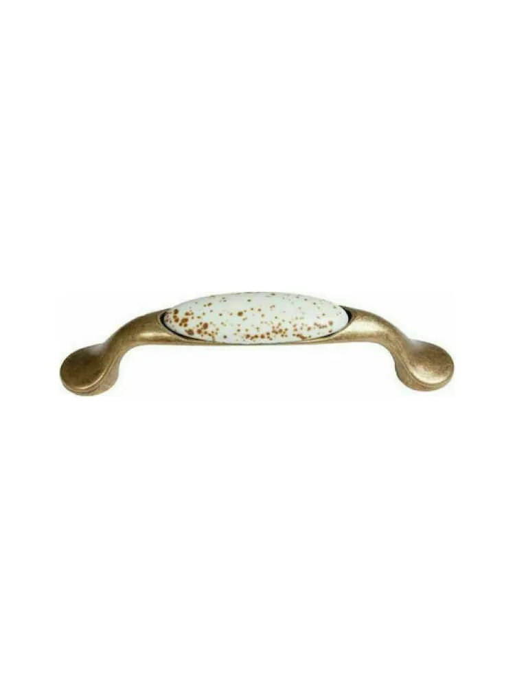 CABINET HANDLE art.:M10.10 96mm BRASS / PORCELAIN