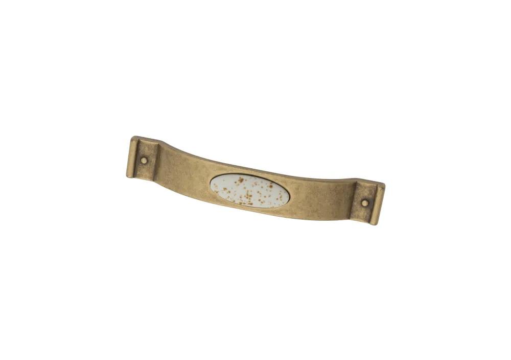 CABINET HANDLE art.:M26.10 128mm BRASS / PORCELAIN