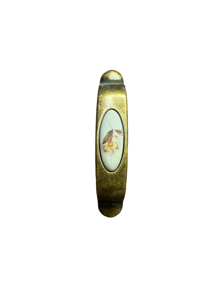 CABINET HANDLE art.:M27.02 96mm BRASS / PORCELAIN