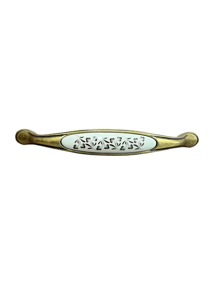 CABINET HANDLE art.:M67 160mm BRASS / PORCELAIN
