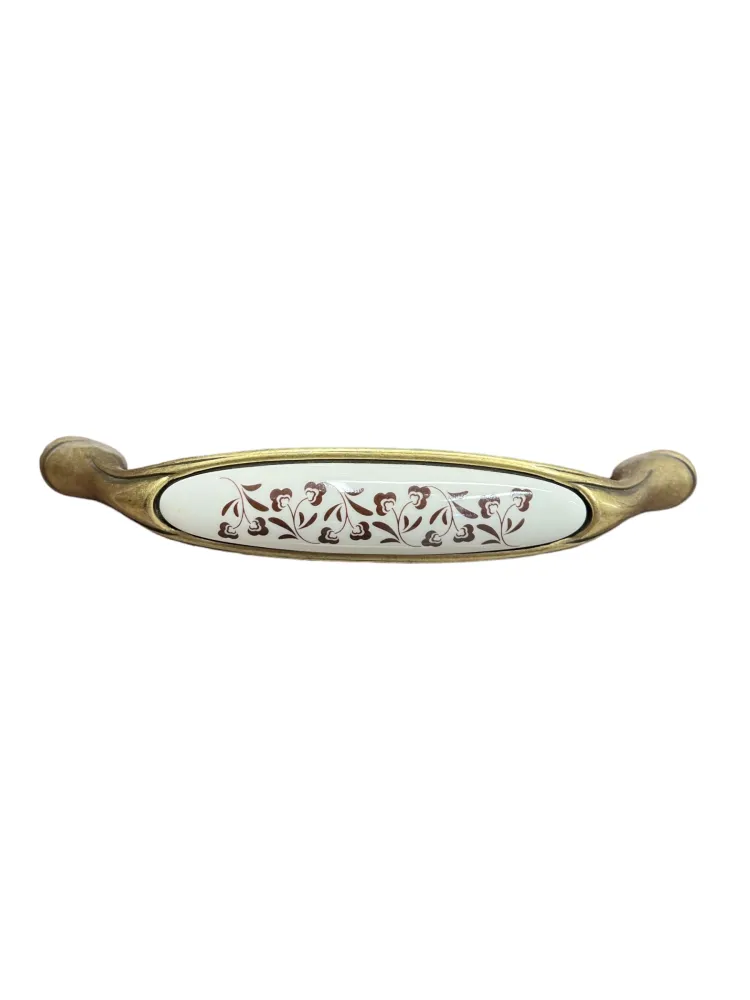 CABINET HANDLE art.:M76 128mm BRASS / PORCELAIN