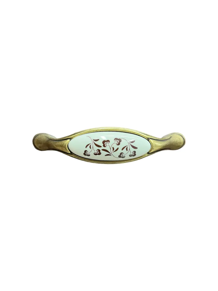 CABINET HANDLE art.:M77 96mm BRASS / PORCELAIN