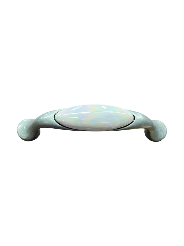 CABINET HANDLE art.:M10.30.00.D2G 96mm ANTIQUE SILVER/PORCELAIN