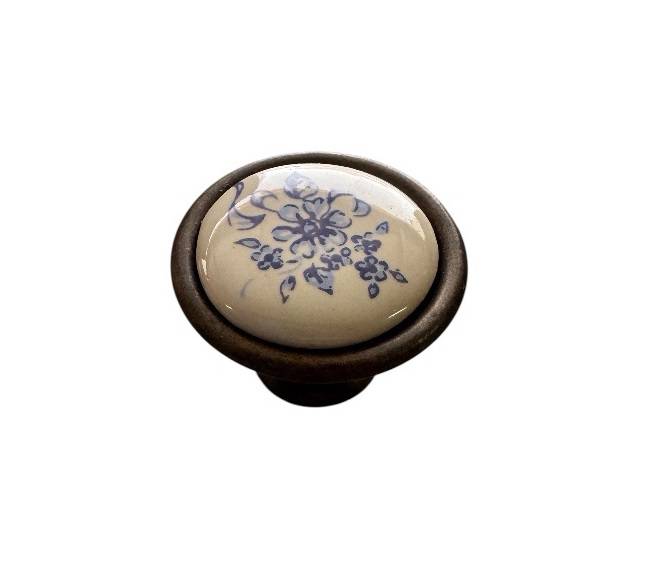CABINET KNOB art.: P07.01 BRASS / PORCELAIN