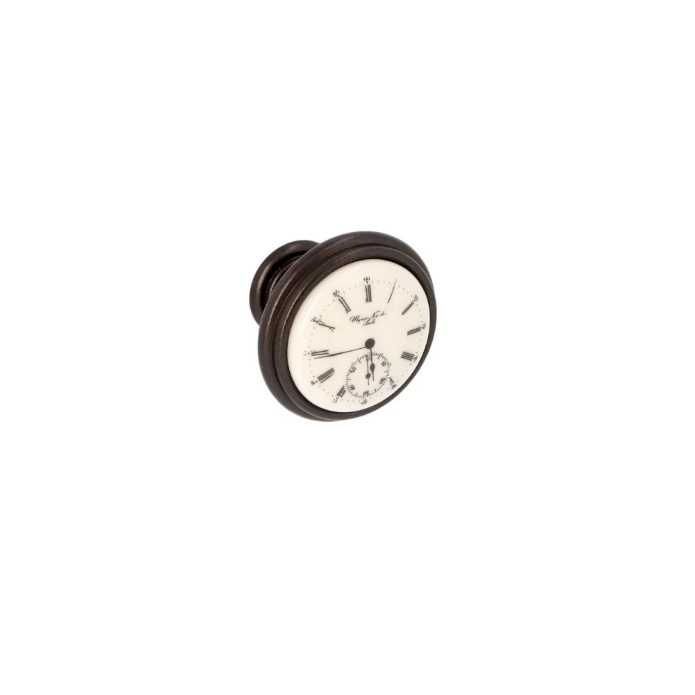 CABINET KNOB art.: P77.Q1 ANTIQUE BRASS / PORCELAIN (CLOCK)