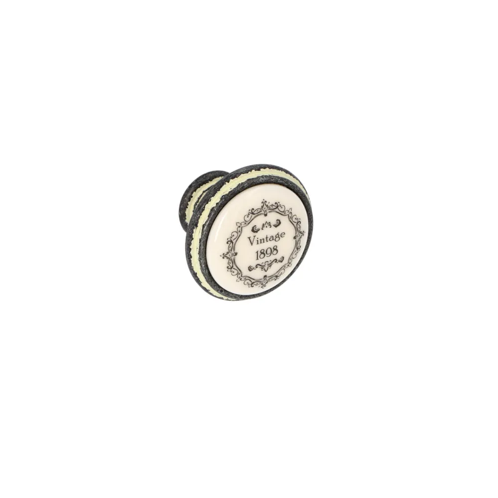 CABINET KNOB art.: P77.Q3 ANTIQUE BRASS / PORCELAIN (VINTAGE)