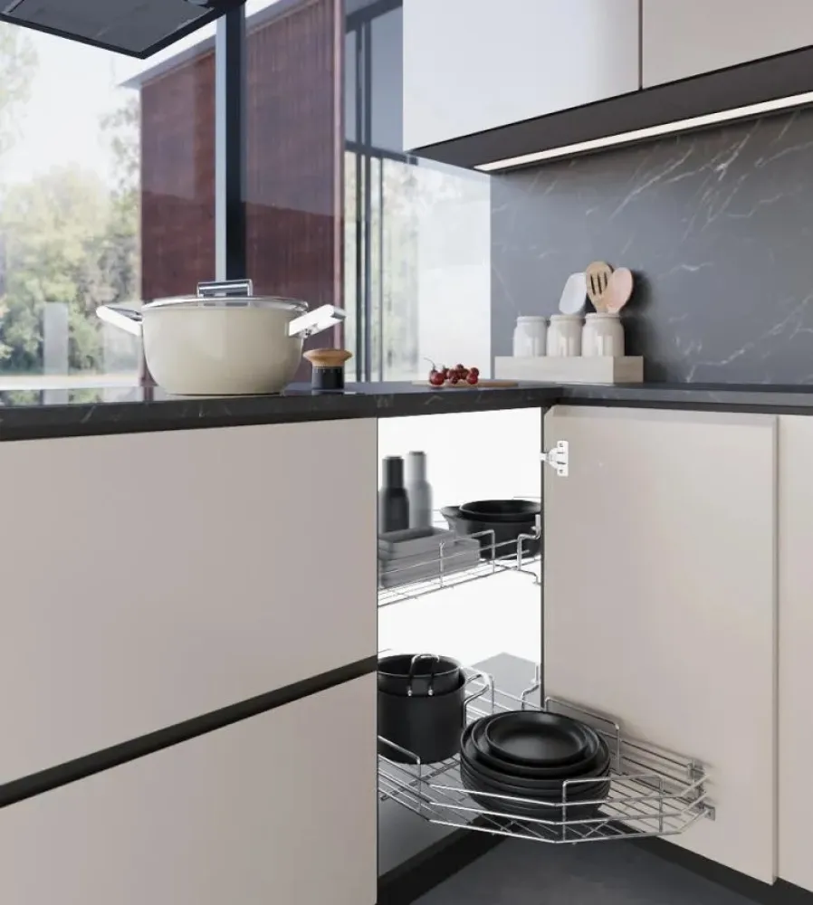 HALF MOON CORNER UNIT W=76cm  (2 SHELVES)