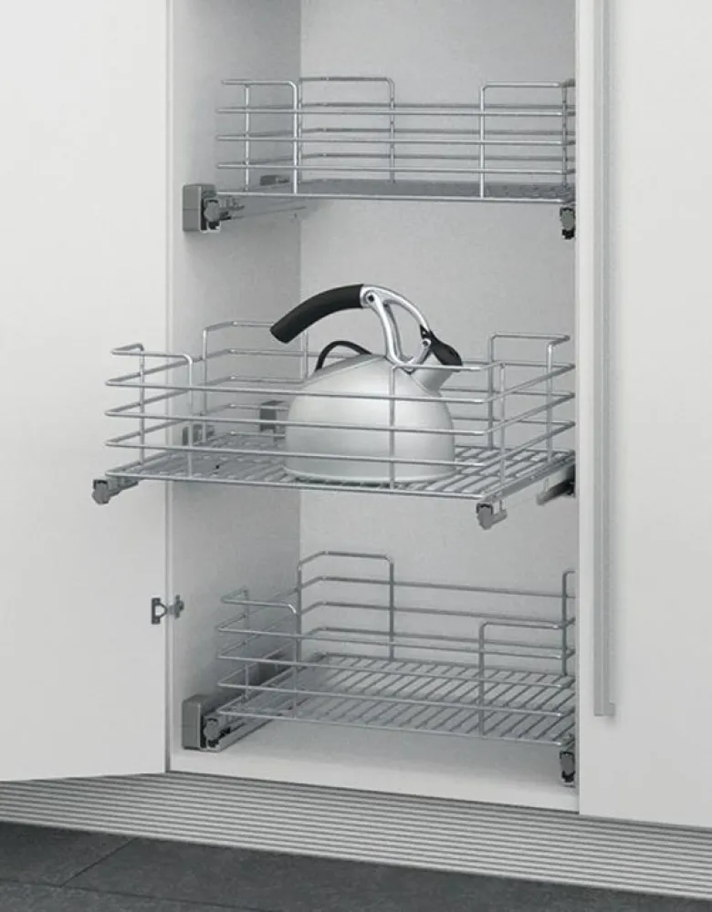 Stainless Steel drawer basket with soft close GRASS runners 30kg - W=450mm