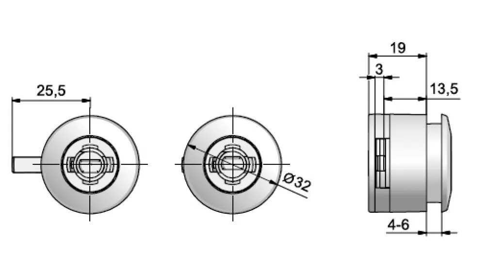 GLASS LOCK FOR SINGLE DOOR (WITHOUT CYLINDER)