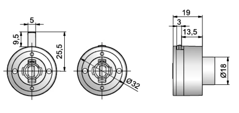 GLASS LOCK FOR DOUBLE DOORS (WITHOUT CYLINDER AND COVER)