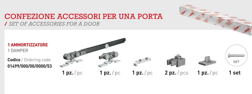 SET OF OMGE SLIDING ACCESSORIES FOR 1 PANEL WITH ONE SOFT CLOSE