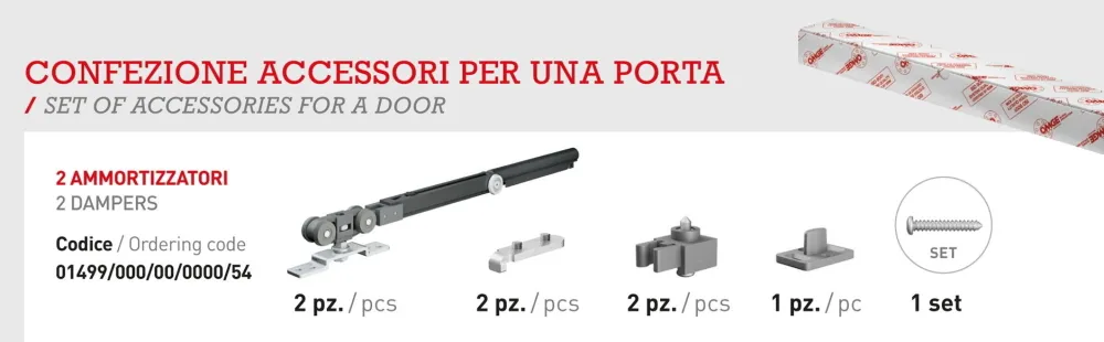 SET OF OMGE SLIDING ACCESSORIES FOR 1 PANEL WITH TWO SOFT CLOSE