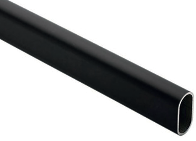 WARDROBE HANGING RAIL OVAL 2900mm BLACK