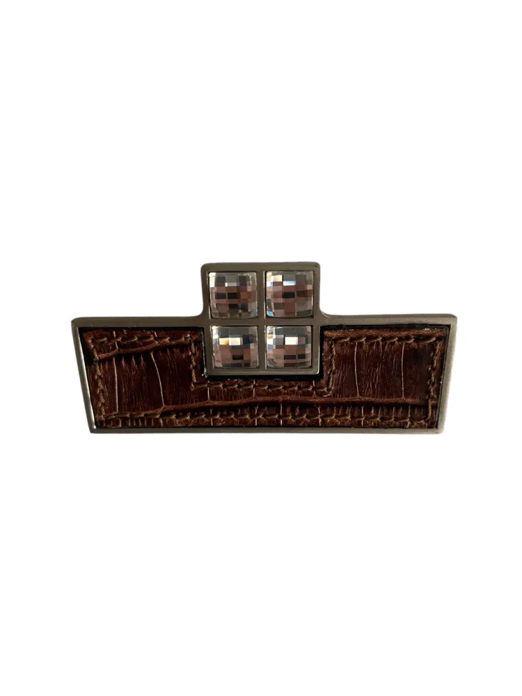 CABINET KNOB art.:7147 MAT NICKEL - Swarovski & Croco Leather