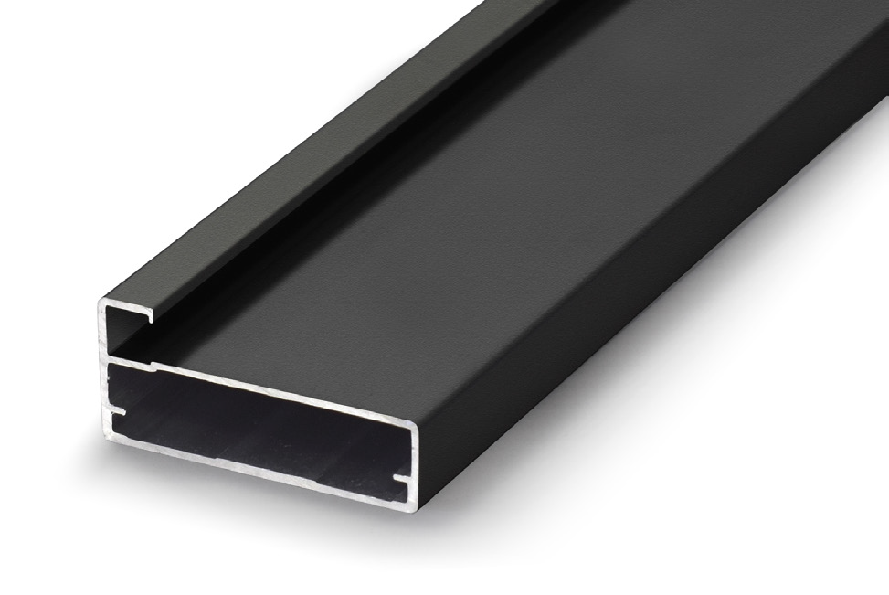 ALUMINIUM GLASS DOOR PROFILE 45x8mm - 3meter bar - BLACK