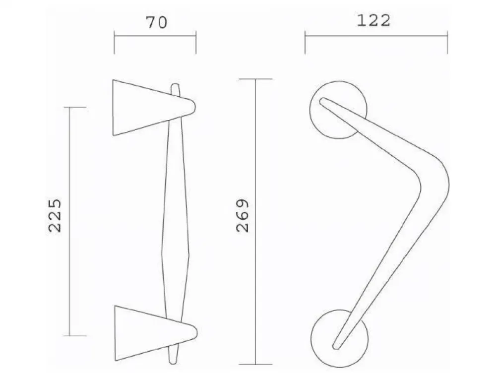 PULL HANDLE BOOMERANG MAT NICKEL