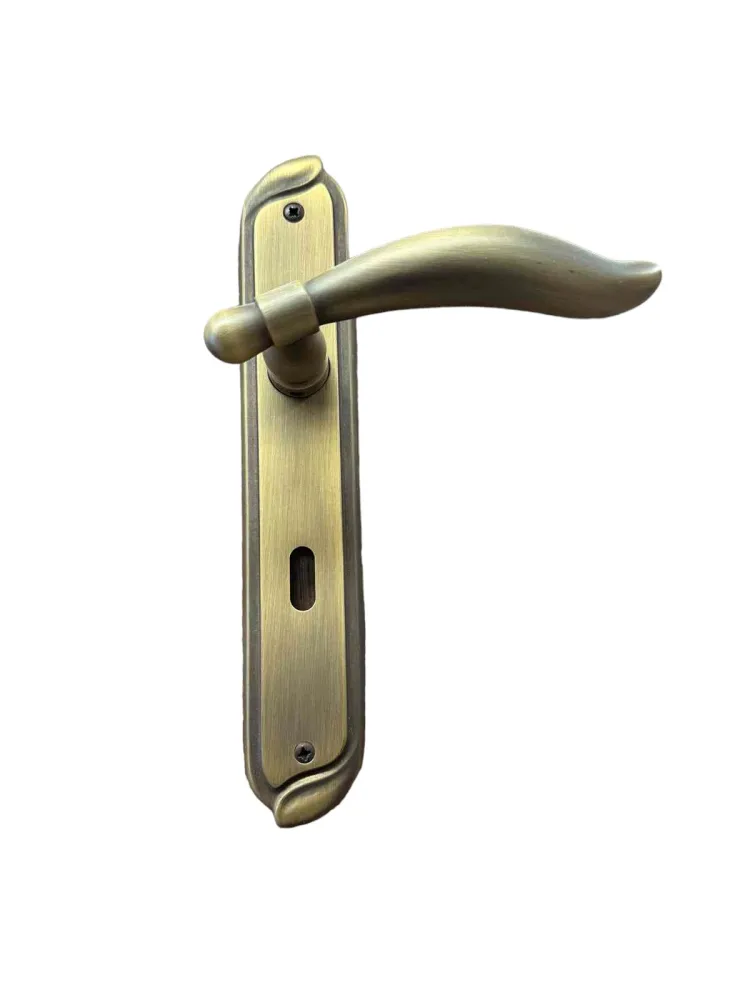 DOOR HANDLE on PLATE KEFREM MAT BRASS