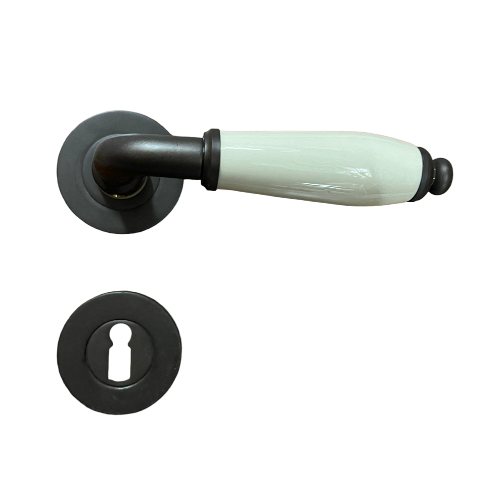DOOR HANDLE ROSETTI art.: 5200 ANTIQUE BRASS / PORCELAIN