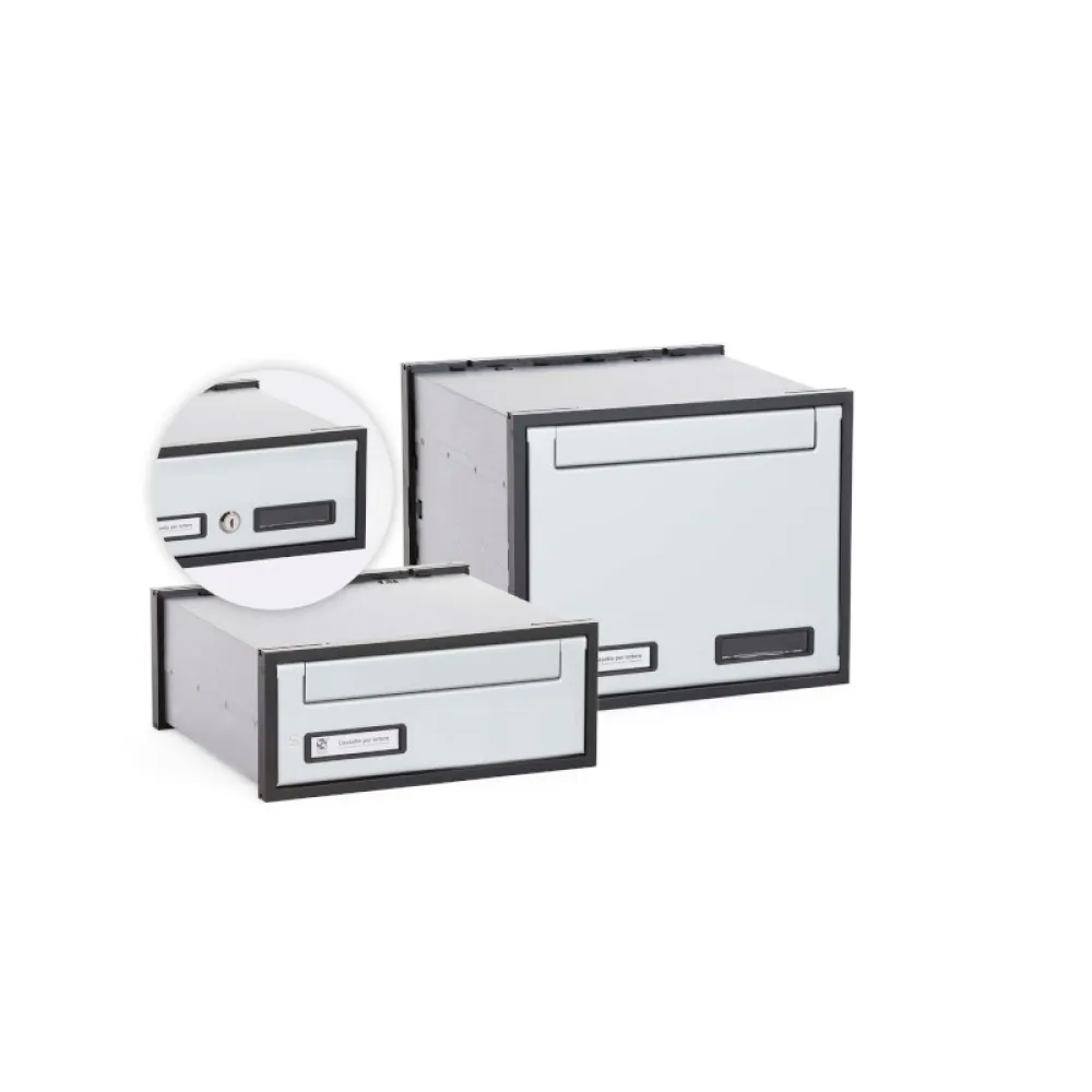 Double Sided Recessed wall-mounted modular letterbox W300xH125xD280mm Aluminium