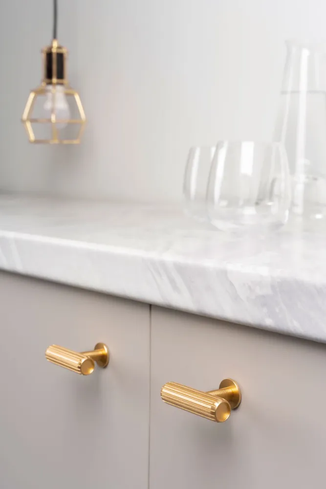 FURNITURE KNOB RILLE 55X38mm GOLD MAT