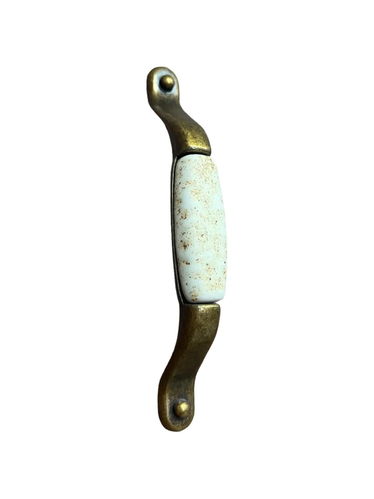 CABINET HANDLE art.:M12.10 128mm BRASS / PORCELAIN