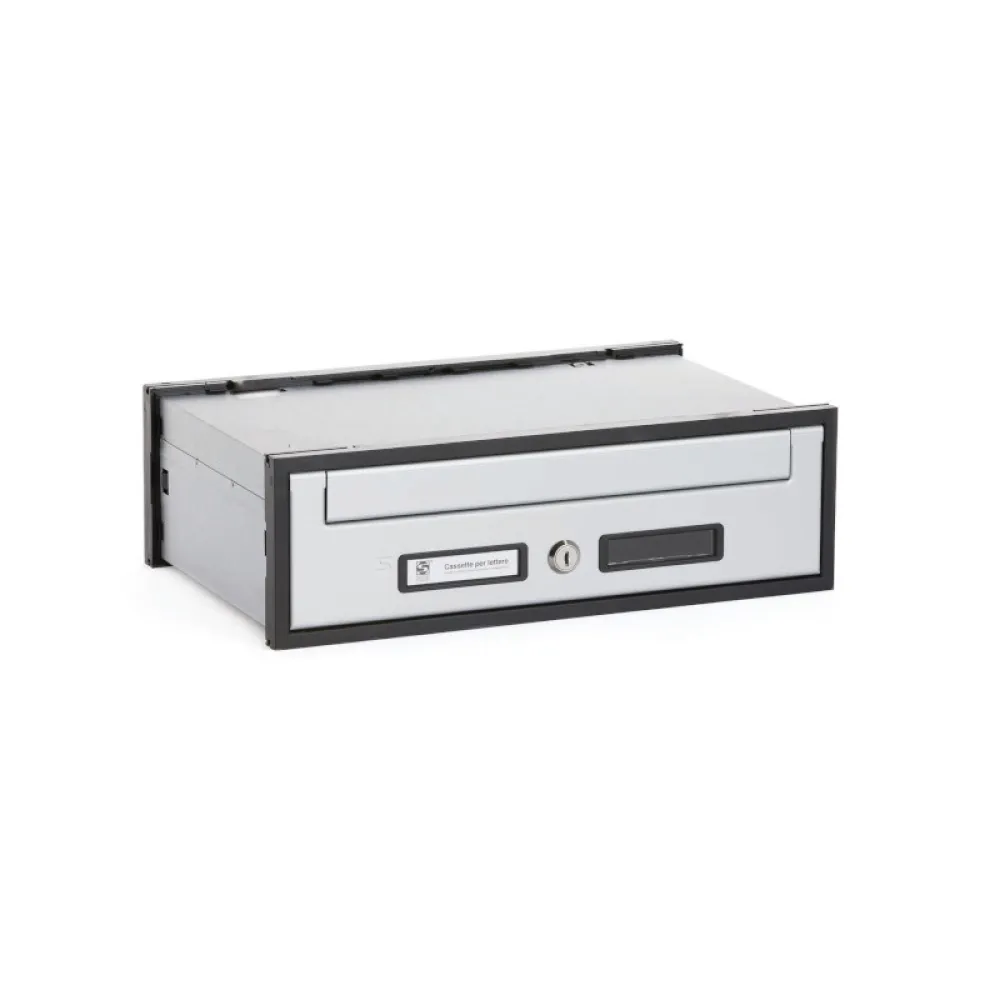 SINGLE Sided Recessed wall-mounted modular letterbox W400xH125xD250mm Aluminium