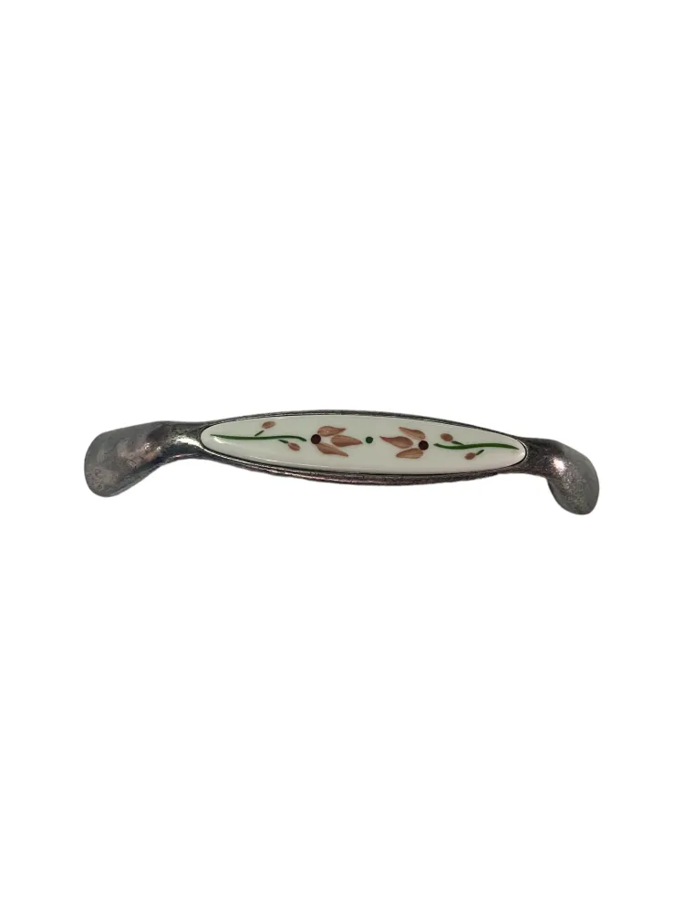 CABINET HANDLE art.: 50 / 128mm ANT. SILVER - PORCELAIN