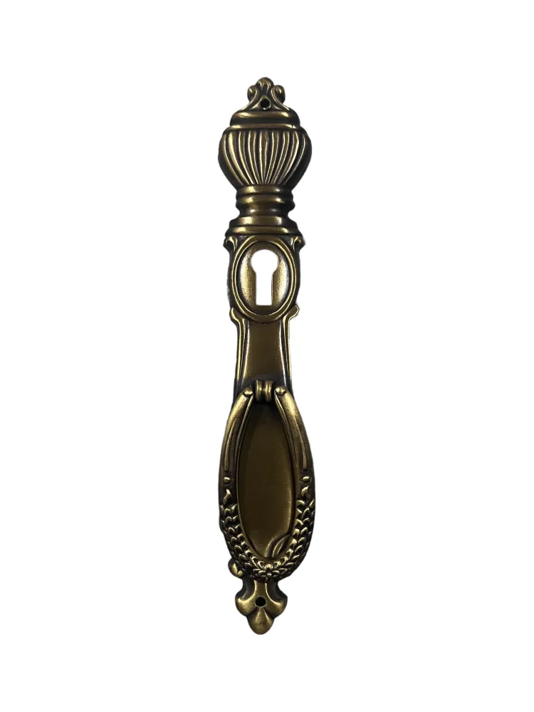 CABINET KNOB on plate WITH KEY HOLE art.: 492 MAT BRASS