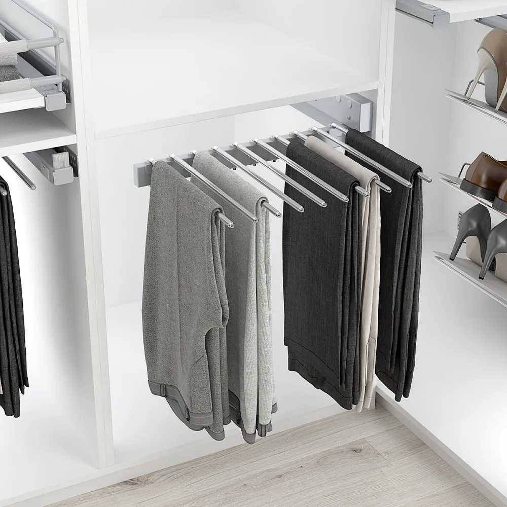 Pull-out trouser holder W=480 x H=120 x L=495 Silver