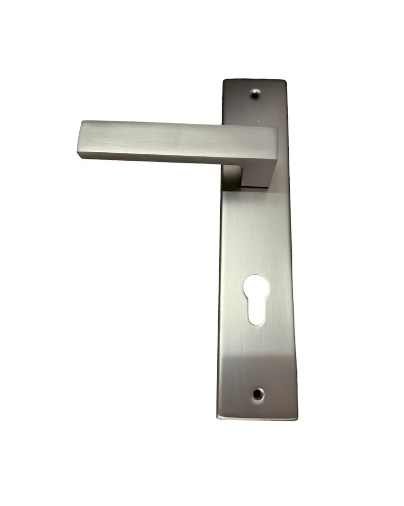 DOOR HANDLE on PLATE art.:8008 with CYLINDER HOLE MAT NICKEL;