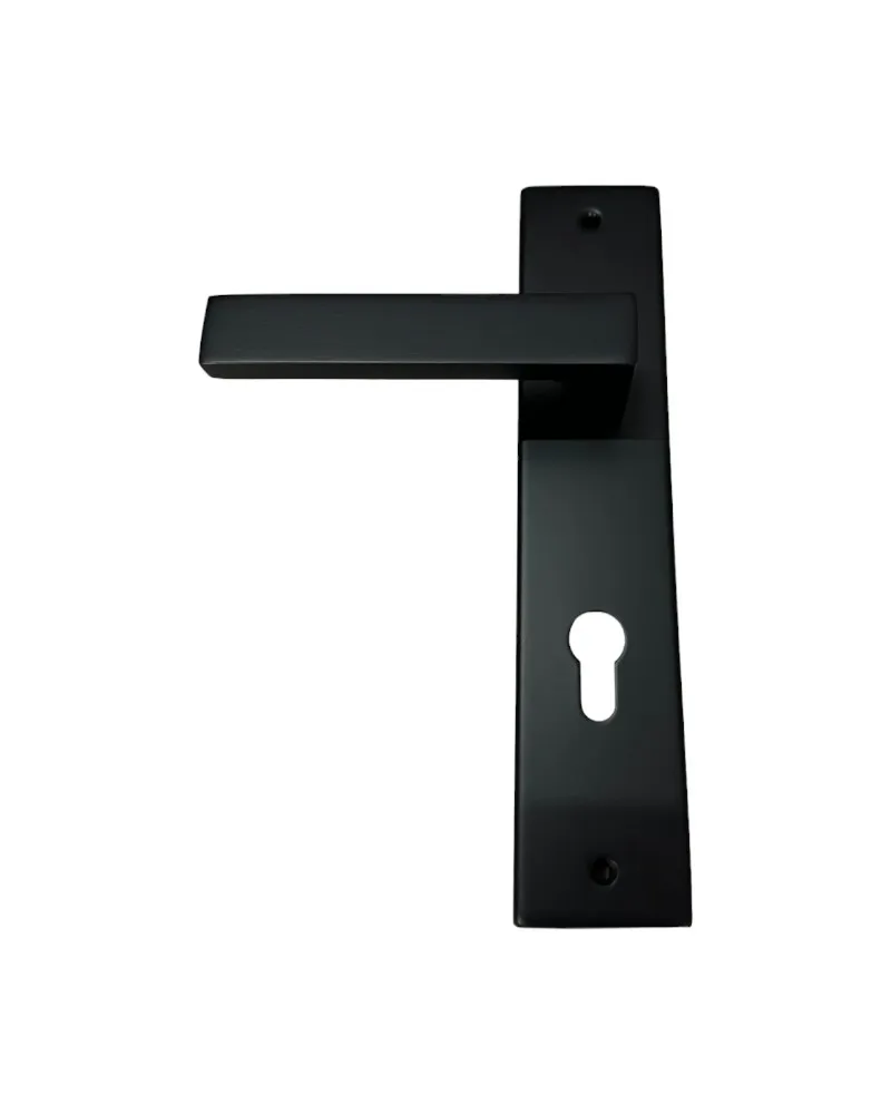 DOOR HANDLE on PLATE art.:8008 with CYLINDER HOLE MAT BLACK