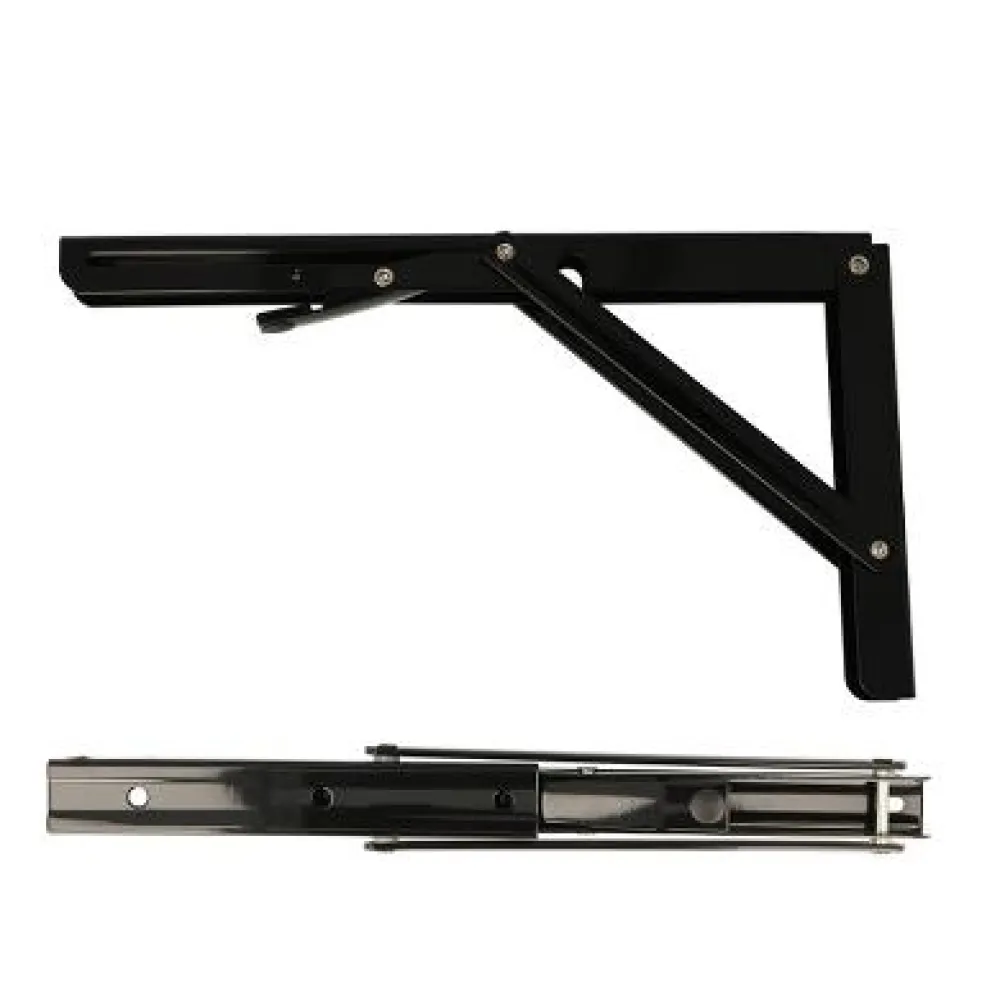 FOLDING BRACKET SET (2pcs) 300mm SELF LOCKING - BLACK