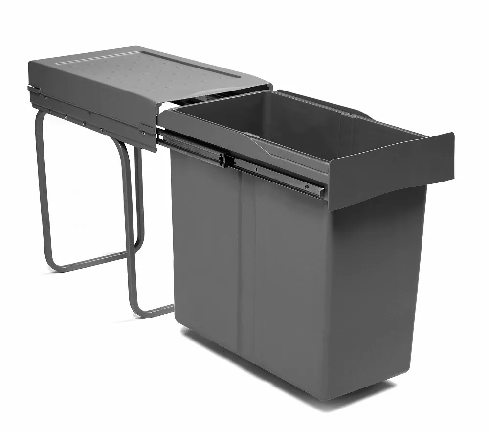 PULL OUT BIN art.:294 - 1x40L - ORION GREY - W=255 x D=450 x H=537mm