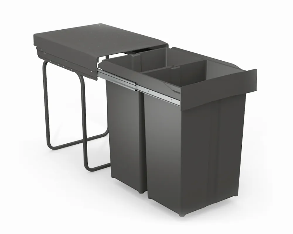 PULL OUT BIN art.:295 - 2x29L - ORION GREY - W=343 x D=474 x H=505mm