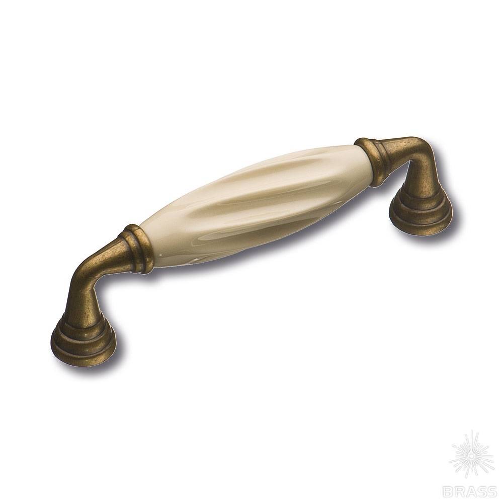 CABINET HANDLE art.: 392B6 cc96mm PORCELAIN / MAT BRASS